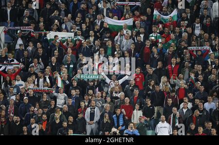 Bulgarian fans before the UEFA Euro 2020 Qualifying match at the Vasil Levski National Stadium, Sofia. Picture date: 14th October 2019. Picture credit should read: David Klein/Sportimage via PA Images Stock Photo