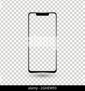 New frameless phone front black vector drawing eps10 format isolated on white background - vector Stock Vector