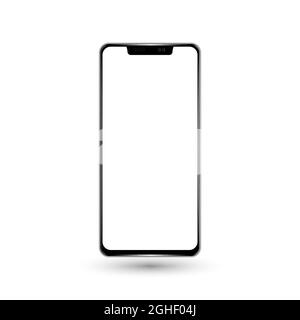 New frameless phone front black vector drawing eps10 format isolated on white background - vector Stock Vector