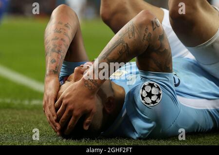 Gabriel Jesus of Manchester City holds his head in his hands as he misses a chance to equalise for Manchester City - Manchester City v FC Basel, UEFA Champions League, Round of 16 - Second Leg, Etihad Stadium, Manchester - 7th March 2018. Stock Photo