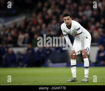 Tottenham's Dele Alli during the UEFA Champions League match at the Tottenham Hotspur Stadium, London. Picture date: 26th November 2019. Picture credit should read: David Klein/Sportimage via PA Images Stock Photo