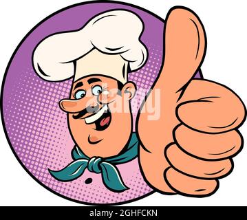 Chef cook makes a like gesture, thumbs up Stock Vector