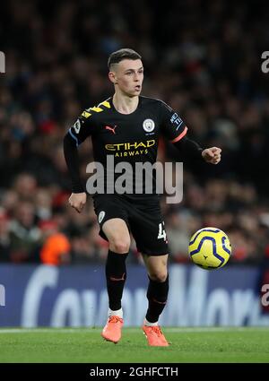 Manchester City's Phil Foden during the Premier League match at the Emirates Stadium, London. Picture date: 15th December 2019. Picture credit should read: David Klein/Sportimage via PA Images