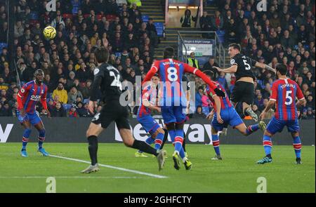 BrightonÕs Lewis Dunk heads the ball towards goal during the Premier League match at Selhurst Park, London. Picture date: 16th December 2019. Picture credit should read: Paul Terry/Sportimage via PA Images