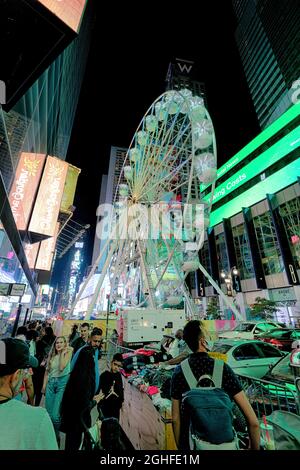 Times Square Wheel, a 110-foot-tall amusement, is a temporary tourist attraction scheduled to shut down September 13. Stock Photo