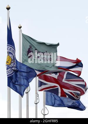 Flag fly outside Leicester City's ground before the Premier League match against Chelsea at the King Power Stadium, Leicester. Picture date: 1st February 2020. Picture credit should read: Darren Staples/Sportimage via PA Images Stock Photo