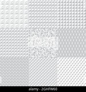 Set white geometric texture. Vector background can be used in cover design, book design, website background, CD cover, advertisi Stock Vector