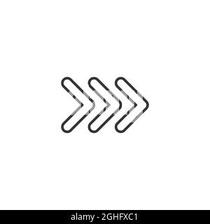 Black vector chevron linear arrows pointing right, three arrows in row. road sign for turn. Stock Vector illustration isolated Stock Vector