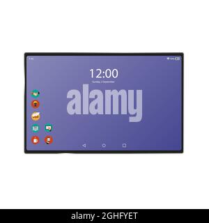 New tablet front and black vector drawing eps10 format isolated on white background Stock Vector