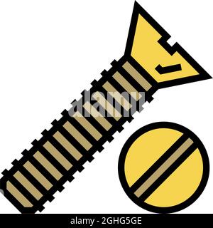 flat head screw color icon vector illustration Stock Vector