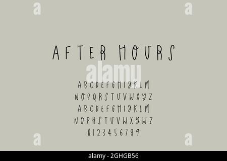 Vintage decorative font with label design and background pattern. Stock Vector