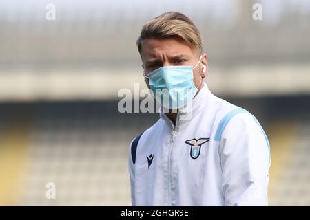 Ciro Immobile of SS Lazio pictured wearing a protective face mask