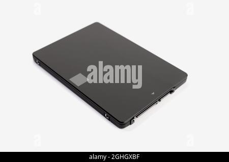 Solid state drive SSD isolated on white background. Computer data storage Stock Photo