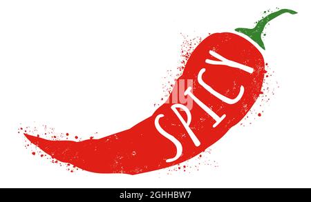Vector illustration of chilli pepper. Vector icon of red chili pepper. Stock Vector