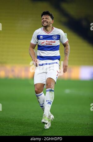 Macauley Bonne of QPR during the Sky Bet Championship match at Vicarage Road, Watford. Picture date: 1st February 2021. Picture credit should read: David Klein/Sportimage via PA Images Stock Photo