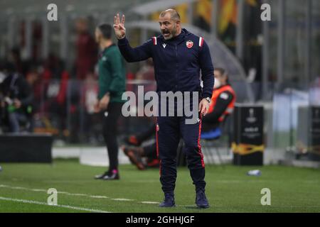 Dejan Stankovic Head coach of FK Crvena zvezda reacts following the final  whistle of the UEFA Europa League match at Giuseppe Meazza, Milan. Picture  date: 25th February 2021. Picture credit should read