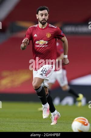 Bruno Fernandes of Manchester United during the UEFA Europa League match at Old Trafford, Manchester. Picture date: 11th March 2021. Picture credit should read: Andrew Yates/Sportimage via PA Images