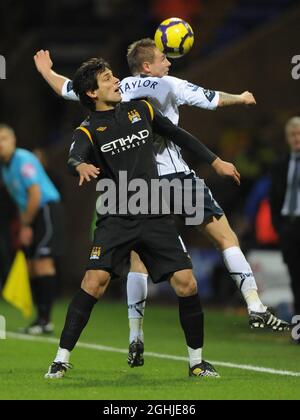 Roque Santa Cruz of Manchester City makes his debut for the club in place  of Shaun Wright-Phillips of Manchester City during the Barclays Premier  League match between the Manchester City v West