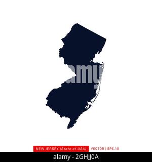 New Jersey (USA) Map Vector Stock Illustration Design Template. Vector eps 10. Stock Vector