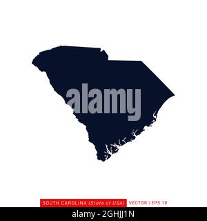 South Carolina (USA) Map Vector Stock Illustration Design Template. Vector eps 10. Stock Vector