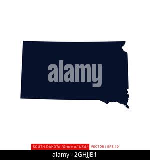 South Dakota (USA) Map Vector Stock Illustration Design Template. Vector eps 10. Stock Vector