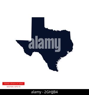 Texas (USA) Map Vector Stock Illustration Design Template. Vector eps 10. Stock Vector