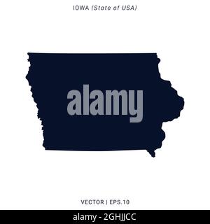 Iowa (USA) Map Vector Stock Illustration Design Template. Vector eps 10. Stock Vector