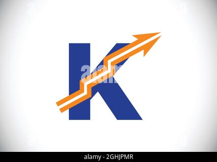 Initial K monogram alphabet symbol design incorporated with the arrow. Financial or success logo concept. Font emblem. Logo for business and company Stock Vector