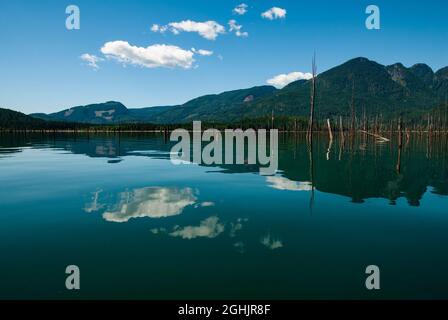 Reflections at Stave Lake in Mission, British Columbia, Canada Stock Photo