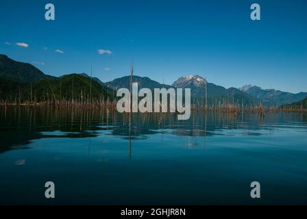 Reflections at Stave Lake in Mission, British Columbia, Canada Stock Photo