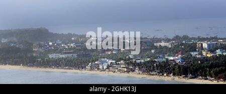 Aerial view of the long Bulabog Beach in Boracay, The Philippines. Stock Photo