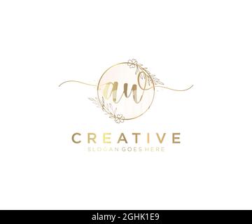 AW Feminine logo beauty monogram and elegant logo design, handwriting logo of initial signature, wedding, fashion, floral and botanical with creative Stock Vector