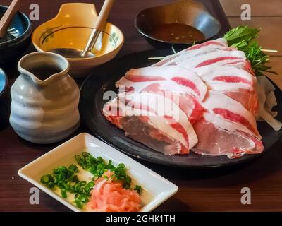 Okinawa style local pork shabu in Naha, Japan Stock Photo