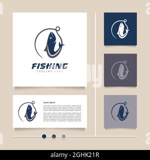 Creative idea and simple modern concept vector fishing logo design Stock Vector