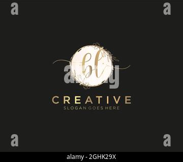 BL Feminine logo beauty monogram and elegant logo design, handwriting logo of initial signature, wedding, fashion, floral and botanical with creative Stock Vector