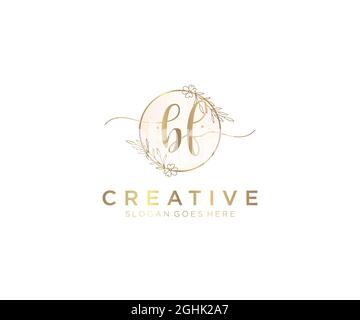BF Feminine logo beauty monogram and elegant logo design, handwriting logo of initial signature, wedding, fashion, floral and botanical with creative Stock Vector