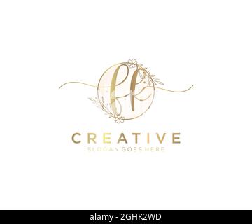 FK Feminine logo beauty monogram and elegant logo design, handwriting logo of initial signature, wedding, fashion, floral and botanical with creative Stock Vector