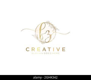 FZ Feminine logo beauty monogram and elegant logo design, handwriting logo of initial signature, wedding, fashion, floral and botanical with creative Stock Vector