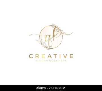 QK Feminine logo beauty monogram and elegant logo design, handwriting logo of initial signature, wedding, fashion, floral and botanical with creative Stock Vector