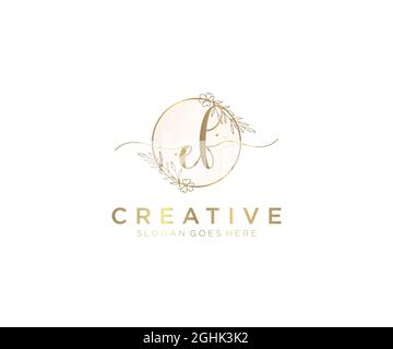 EF Feminine logo beauty monogram and elegant logo design, handwriting logo of initial signature, wedding, fashion, floral and botanical with creative Stock Vector