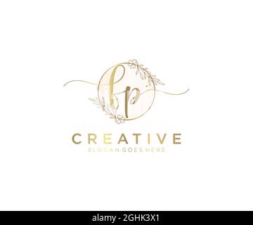 FP Feminine logo beauty monogram and elegant logo design, handwriting logo of initial signature, wedding, fashion, floral and botanical with creative Stock Vector