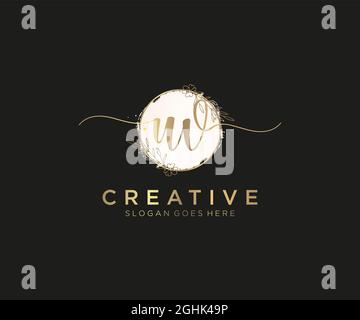 UV Feminine logo beauty monogram and elegant logo design, handwriting logo of initial signature, wedding, fashion, floral and botanical with creative Stock Vector