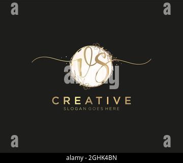 VS Feminine logo beauty monogram and elegant logo design, handwriting logo of initial signature, wedding, fashion, floral and botanical with creative Stock Vector