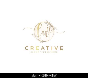LW Feminine logo beauty monogram and elegant logo design, handwriting logo of initial signature, wedding, fashion, floral and botanical with creative Stock Vector