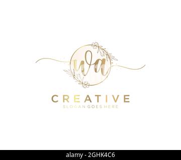 WA Feminine logo beauty monogram and elegant logo design, handwriting logo of initial signature, wedding, fashion, floral and botanical with creative Stock Vector