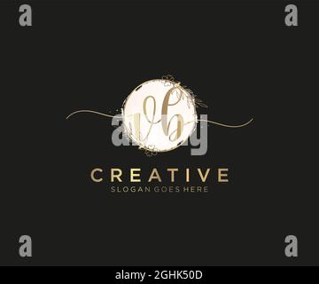 VB Feminine logo beauty monogram and elegant logo design, handwriting logo of initial signature, wedding, fashion, floral and botanical with creative Stock Vector