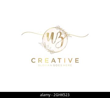 UZ Feminine logo beauty monogram and elegant logo design, handwriting logo of initial signature, wedding, fashion, floral and botanical with creative Stock Vector