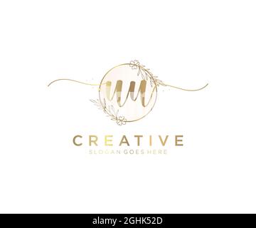 UU Feminine logo beauty monogram and elegant logo design, handwriting logo of initial signature, wedding, fashion, floral and botanical with creative Stock Vector