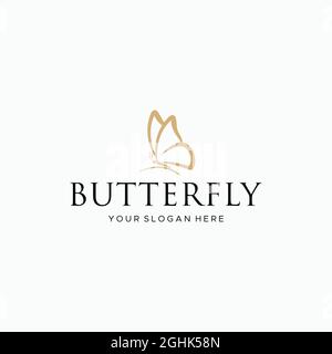 flat BUTTERFLY perched butterfly logo design  Stock Vector