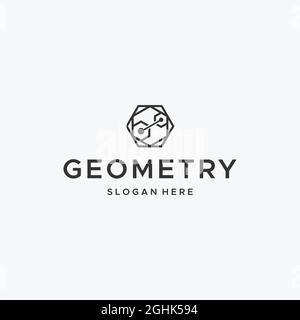 Flat geometry hexagon point straight logo design Stock Vector